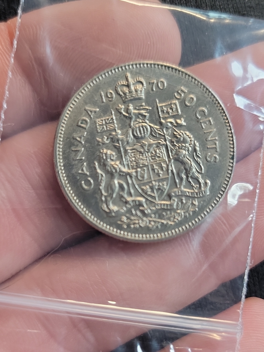Vintage 1970 Canadian 50 Cent Coin- Silver Tones